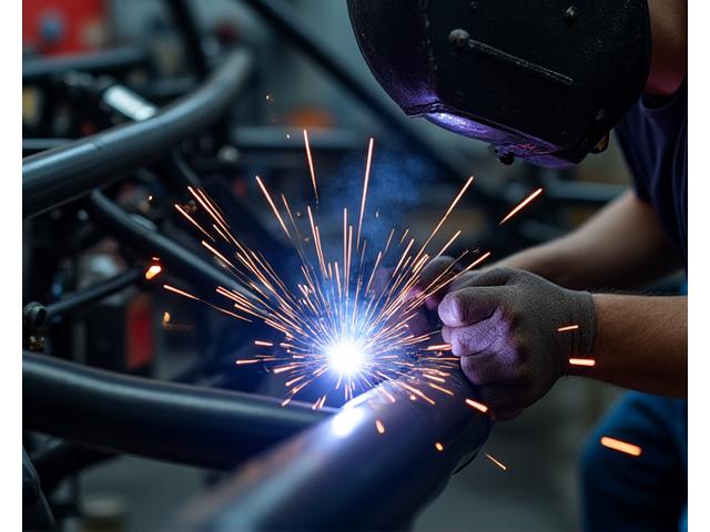 Precision TIG welding on a custom roll cage element for a rally car